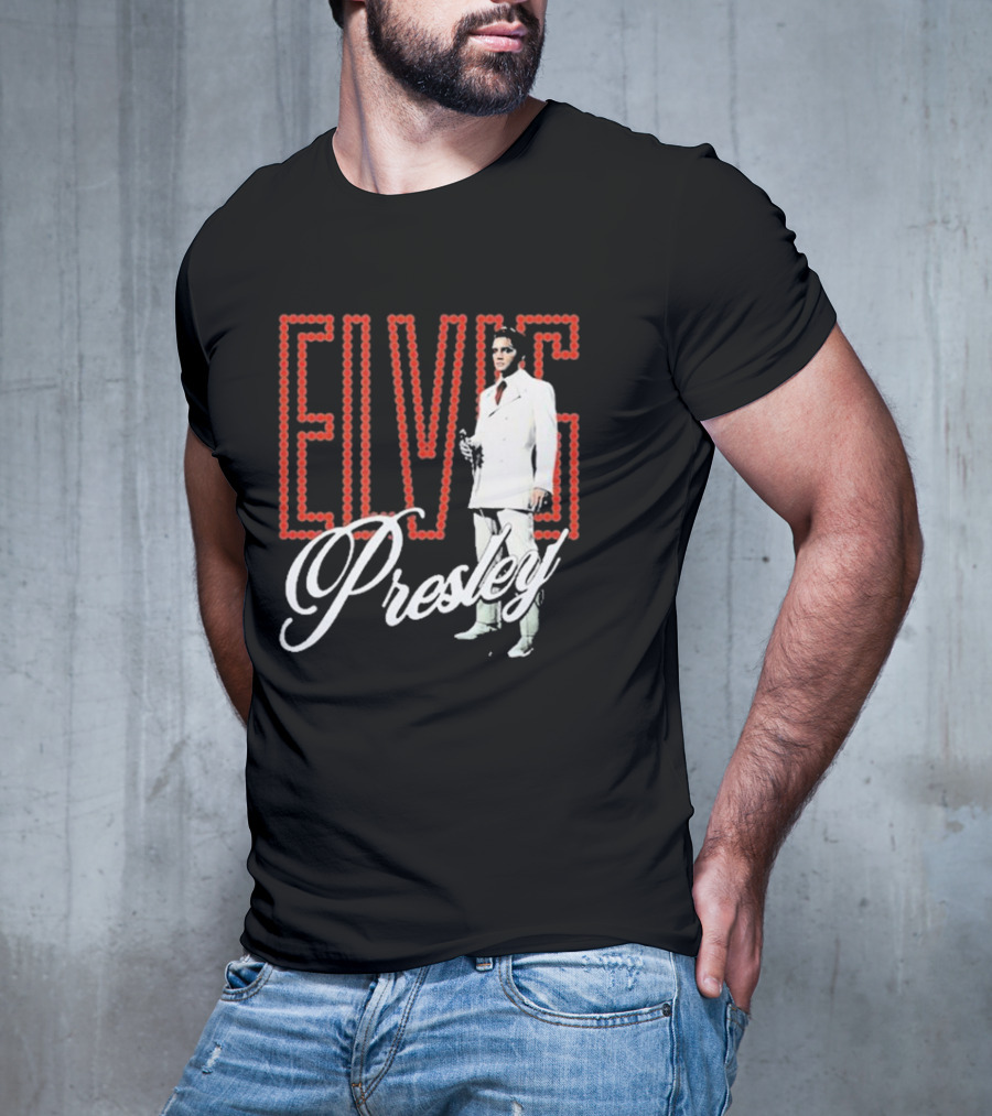 Elvis Presley White Suit Retro Lights T-Shirt