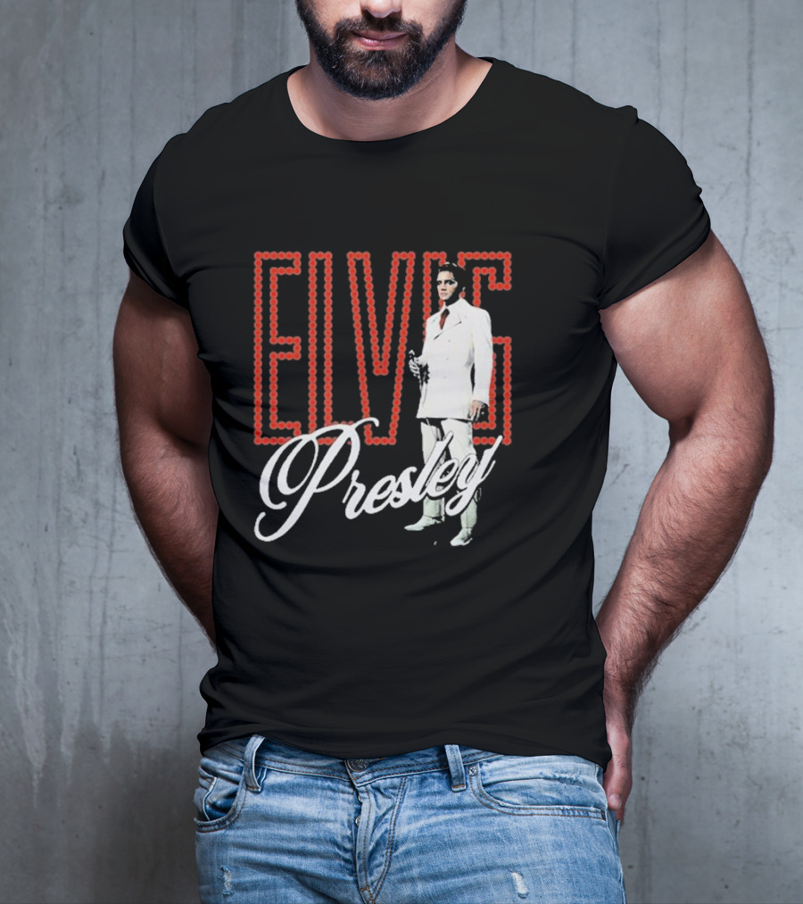 Elvis Presley White Suit Retro Lights T-Shirt
