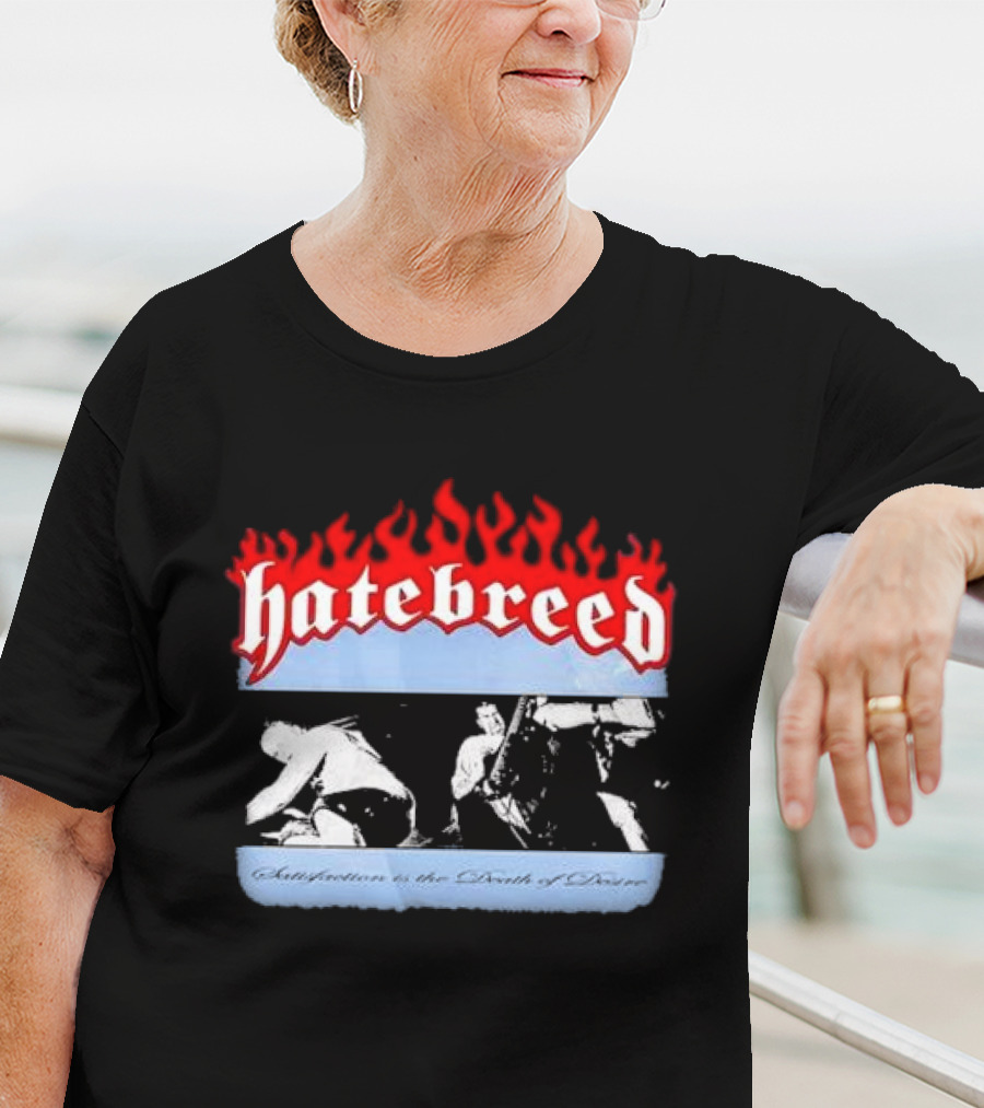 Hatebreed Flames Satisfaction Is The Death Of Desire Black And White Band Scene T-Shirt