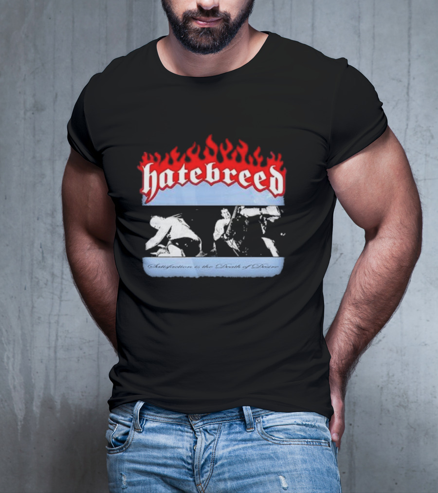 Hatebreed Flames Satisfaction Is The Death Of Desire Black And White Band Scene T-Shirt
