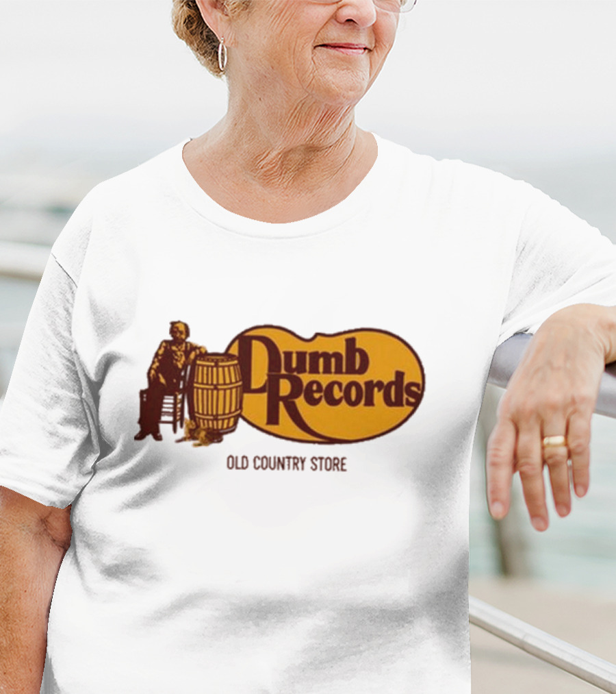 Dumb Records Old Country Store Barrel And Seated Figure T-Shirt