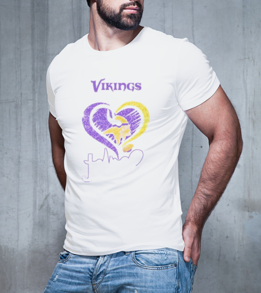 Vikings Heart Jesus Purple And Gold Minnesota T-Shirt