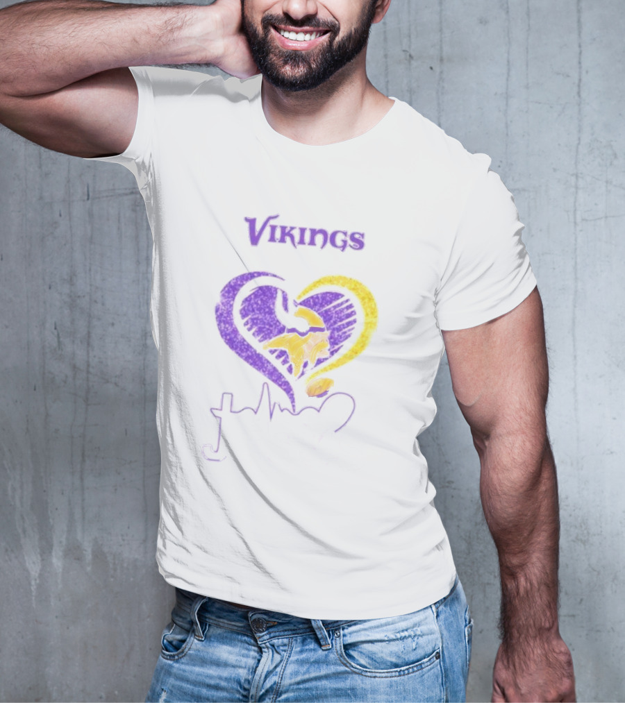 Vikings Heart Jesus Purple And Gold Minnesota T-Shirt