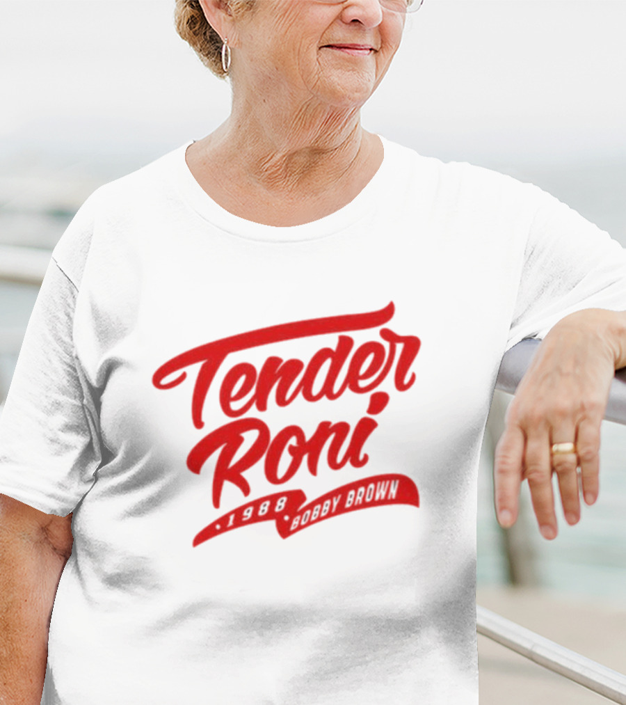 Tender Roni 1988 Bobby Brown Bold Red Lettering T-Shirt