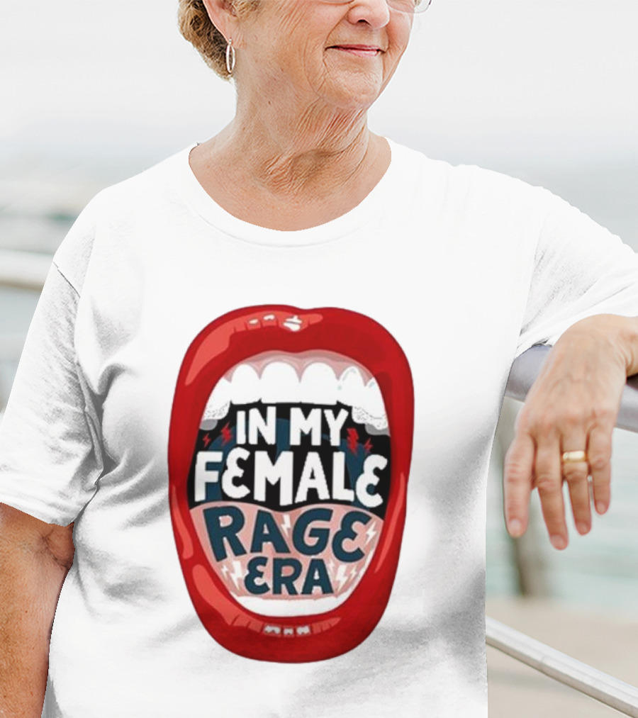 The Reswiftance In My Female Rage Era Red Lips Bold Typography T-Shirt