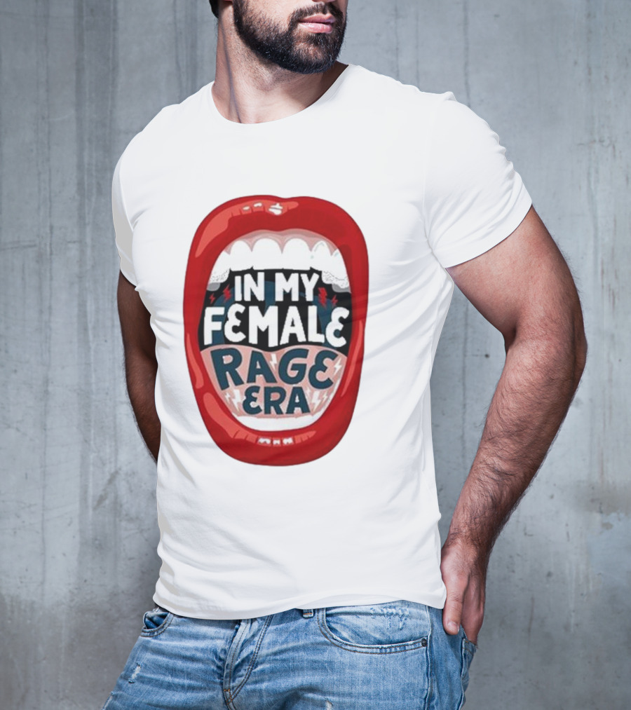 The Reswiftance In My Female Rage Era Red Lips Bold Typography T-Shirt