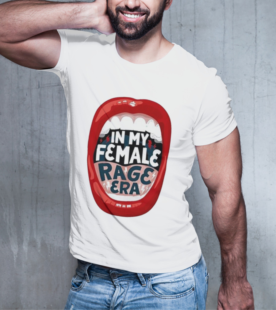 The Reswiftance In My Female Rage Era Red Lips Bold Typography T-Shirt