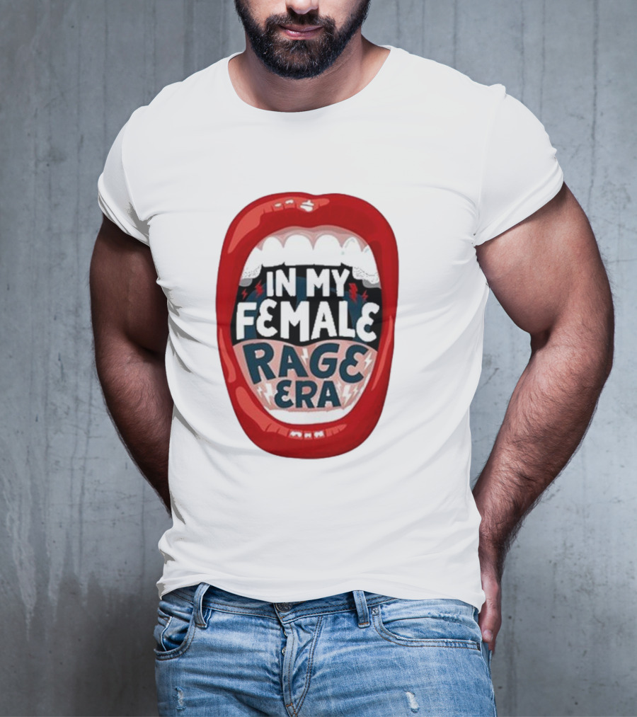 The Reswiftance In My Female Rage Era Red Lips Bold Typography T-Shirt