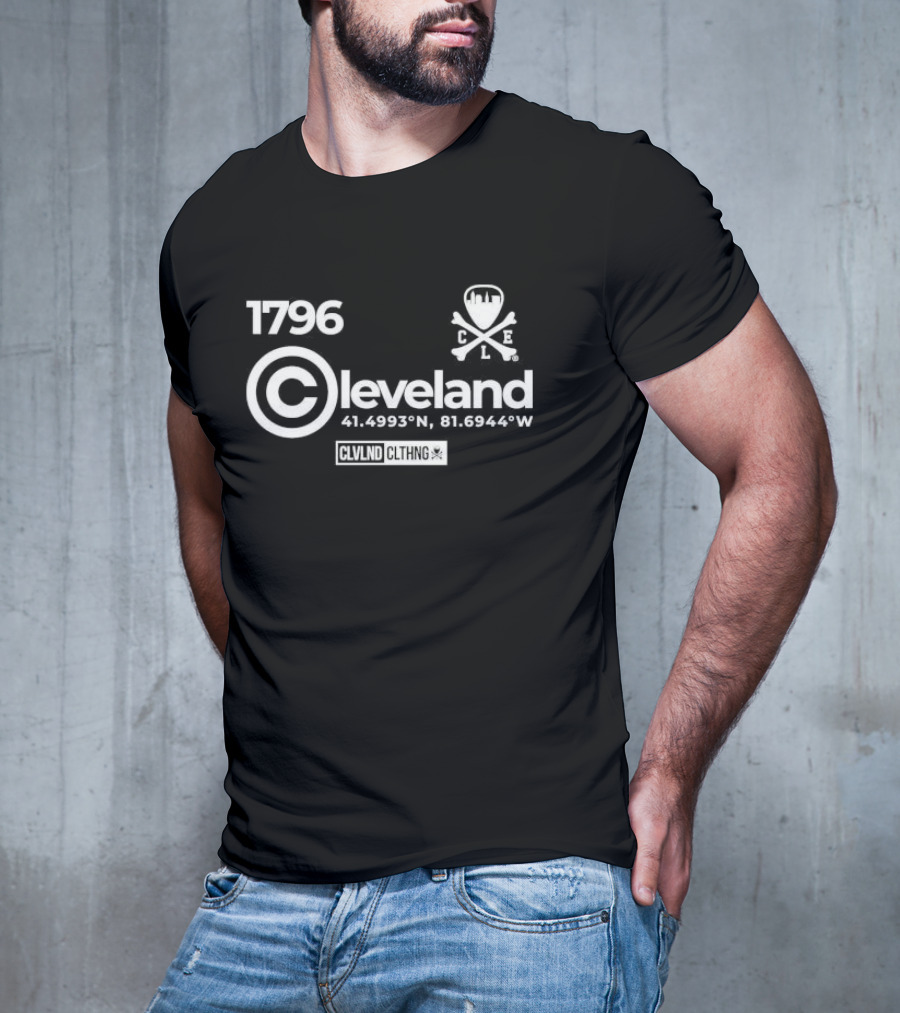 1796 Copyright Cleveland CLVNLD CLTHNG Coordinates 41.4993°N 81.6944°W CLE T-Shirt