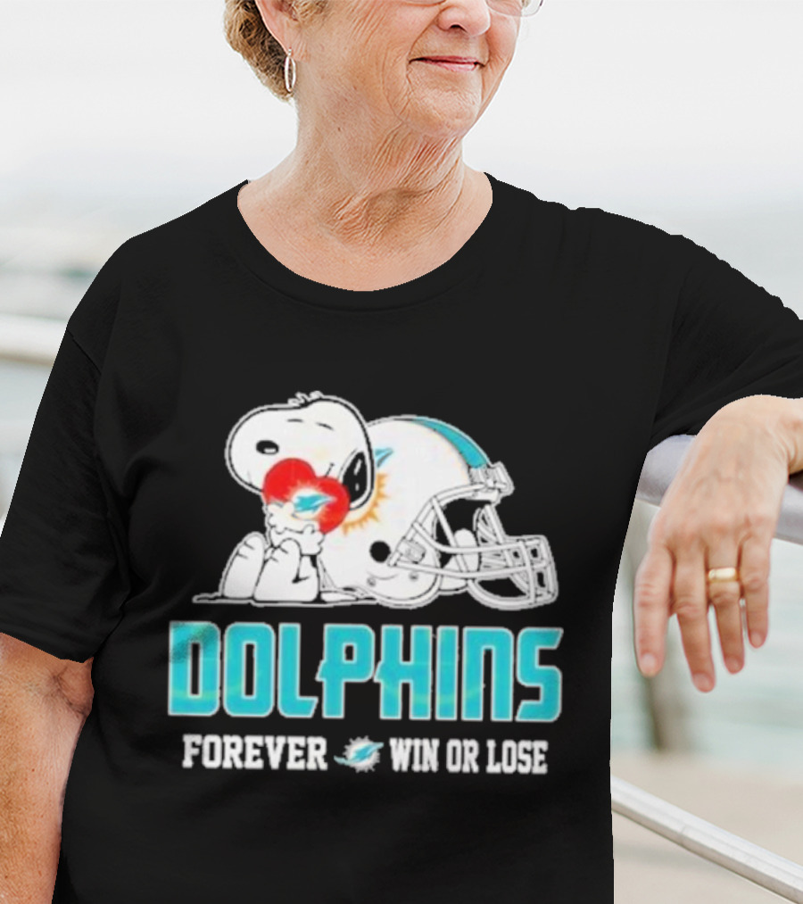 Dolphins Forever Win Or Lose Snoopy Miami Helmet T-Shirt