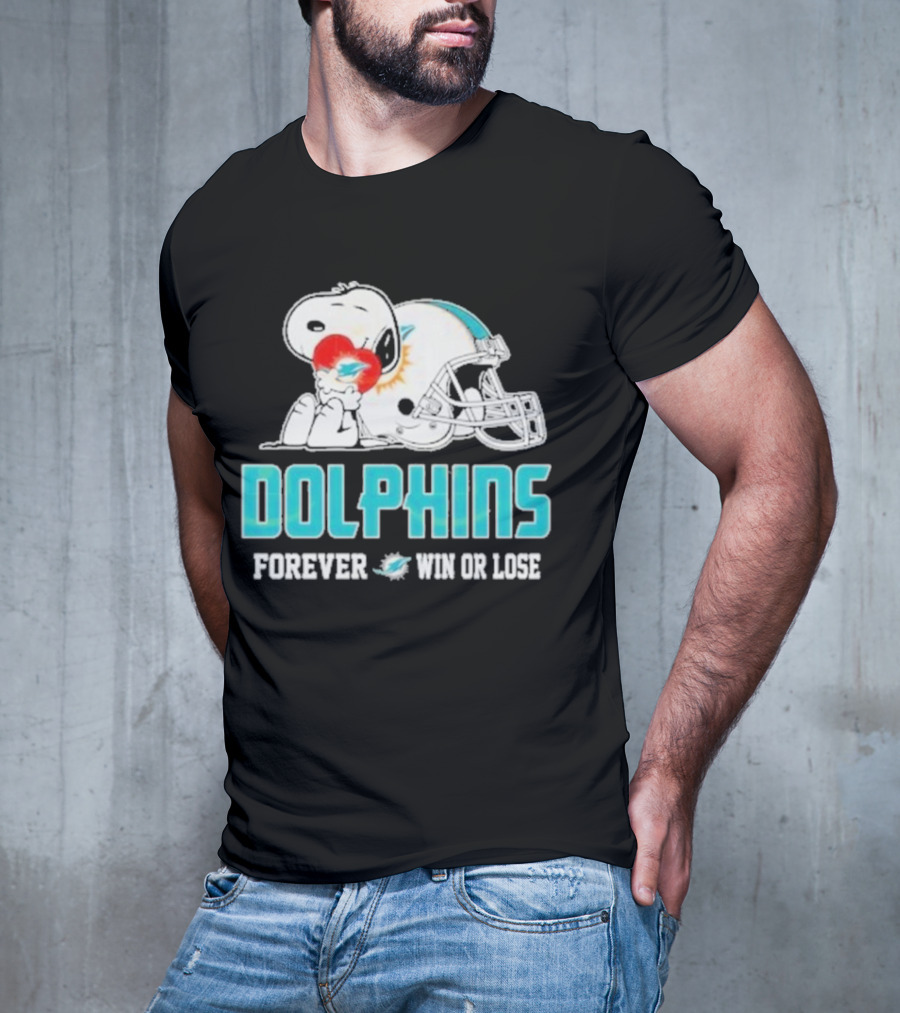 Dolphins Forever Win Or Lose Snoopy Miami Helmet T-Shirt