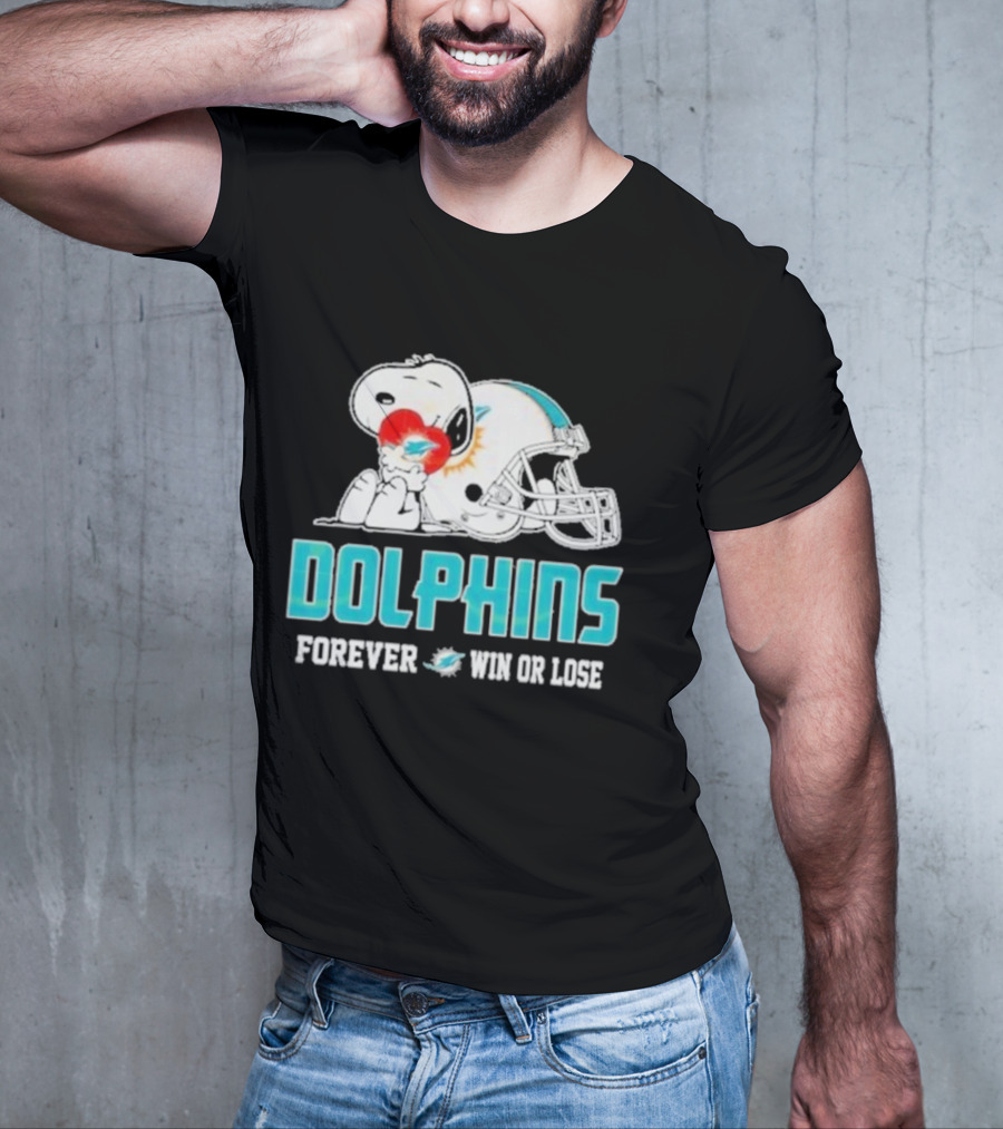 Dolphins Forever Win Or Lose Snoopy Miami Helmet T-Shirt
