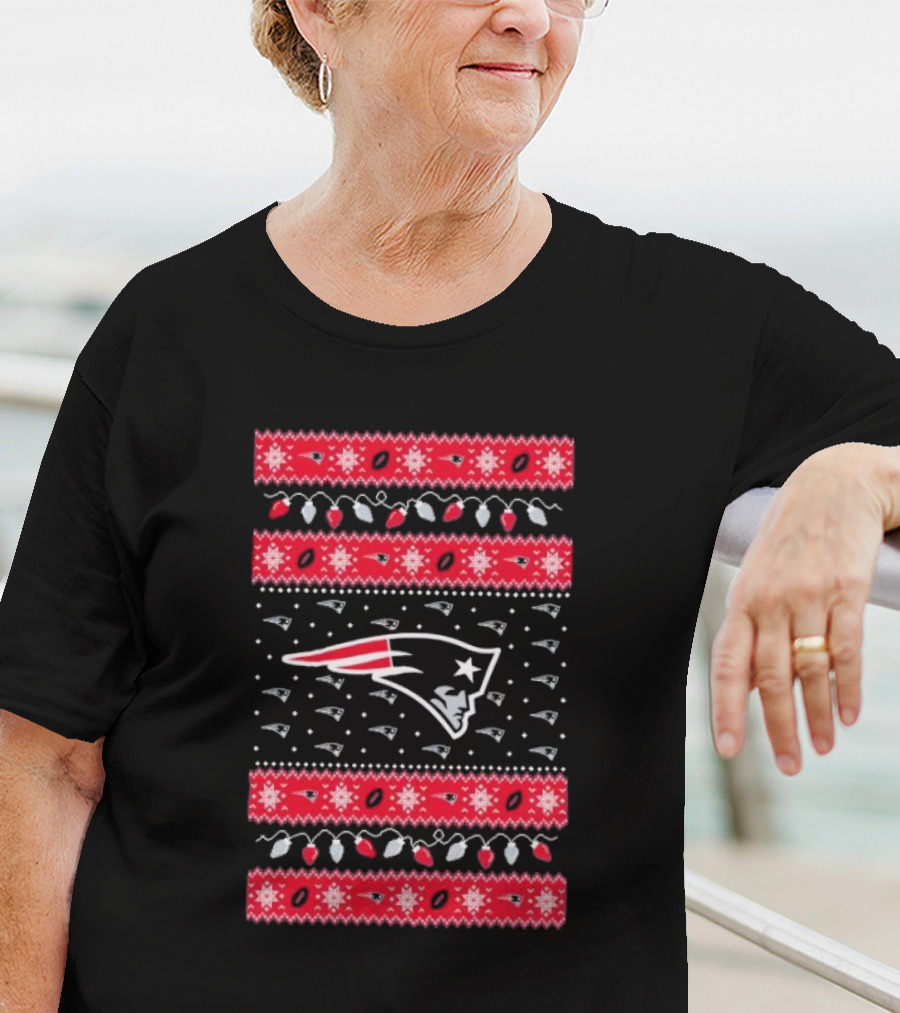 New England Patriots Christmas Holiday Lights T-Shirt