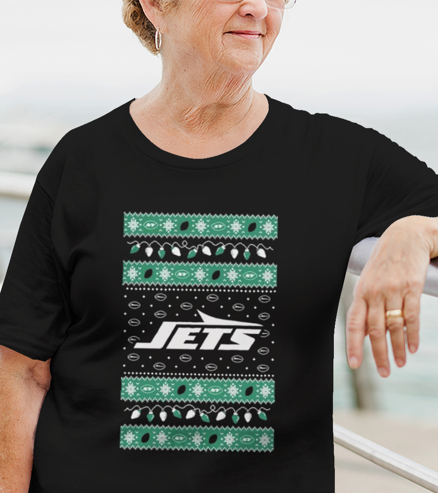 New York Jets Christmas Lights Holiday T-Shirt
