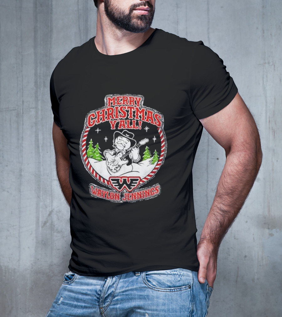 Merry Christmas Y'all Waylon Jennings T-Shirt