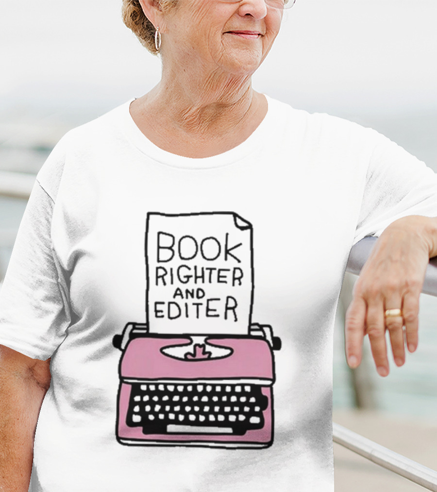 Book Righter And Editer Typo Pink Typewriter T-Shirt