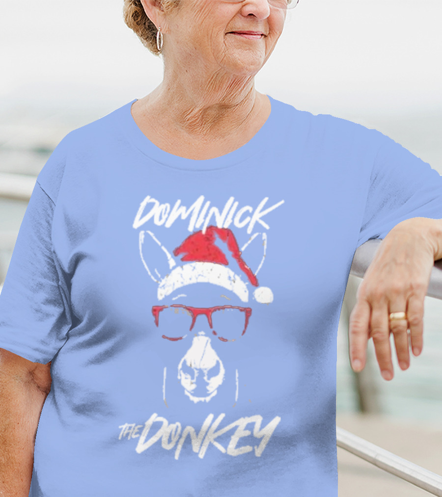 Dominick The Donkey Santa Hat Christmas Holiday T-Shirt