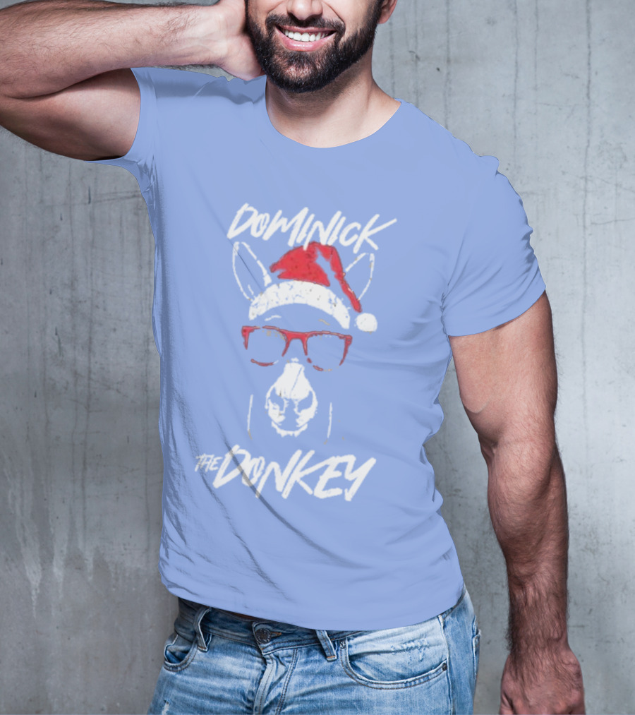 Dominick The Donkey Santa Hat Christmas Holiday T-Shirt