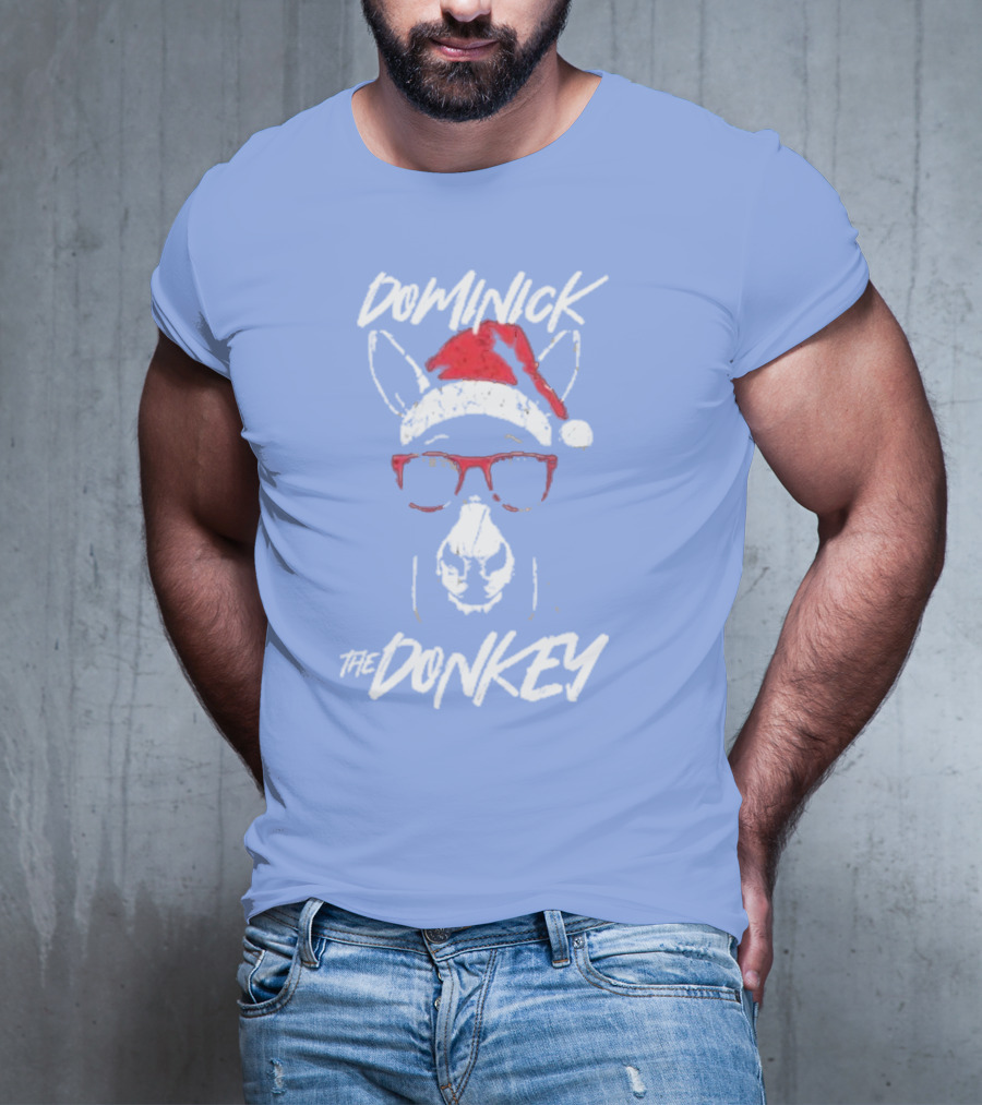 Dominick The Donkey Santa Hat Christmas Holiday T-Shirt
