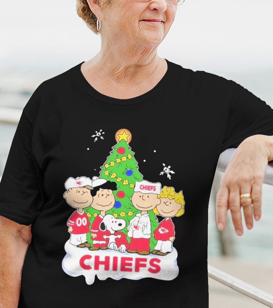 Kansas City Chiefs Snoopy Christmas Peanuts Characters Chiefs NFL Holiday T-Shirt
