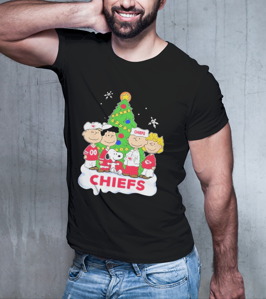 Kansas City Chiefs Snoopy Christmas Peanuts Characters Chiefs NFL Holiday T-Shirt