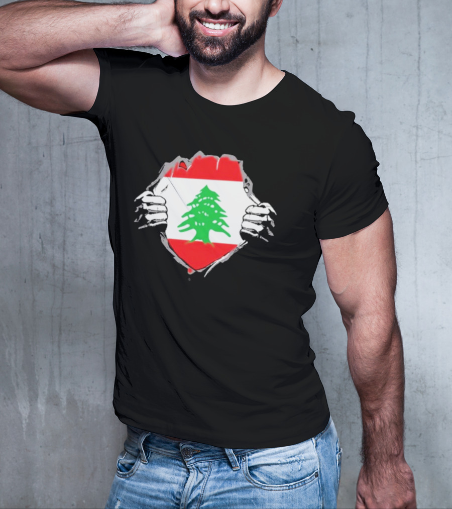 Lebanon Cedars Rugby League Lebanese Superhero Flag Icon T-Shirt