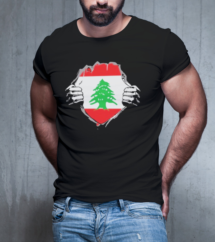 Lebanon Cedars Rugby League Lebanese Superhero Flag Icon T-Shirt