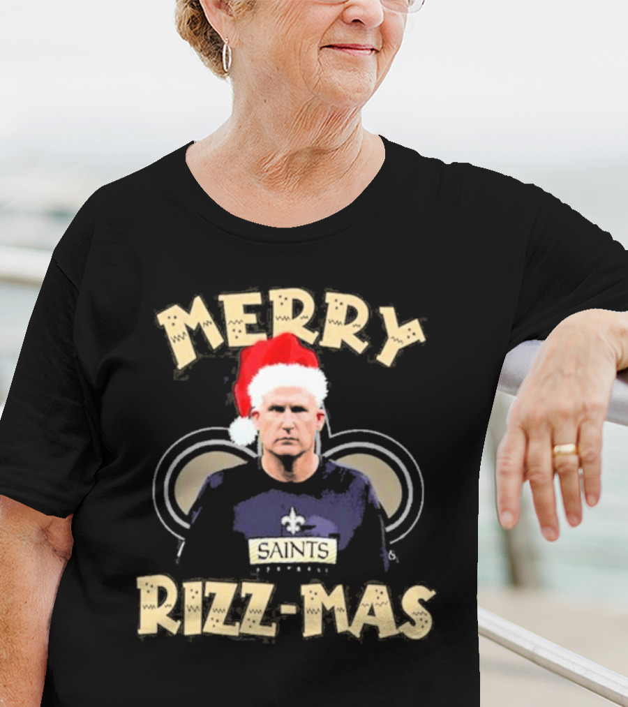 New Orleans Saints Merry Rizz-Mas Santa Hat Coach T-Shirt