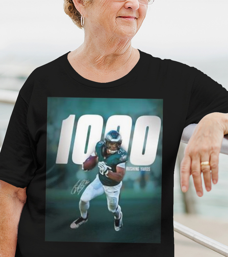 1000 Rushing Yards Football Player Signature T-Shirt
