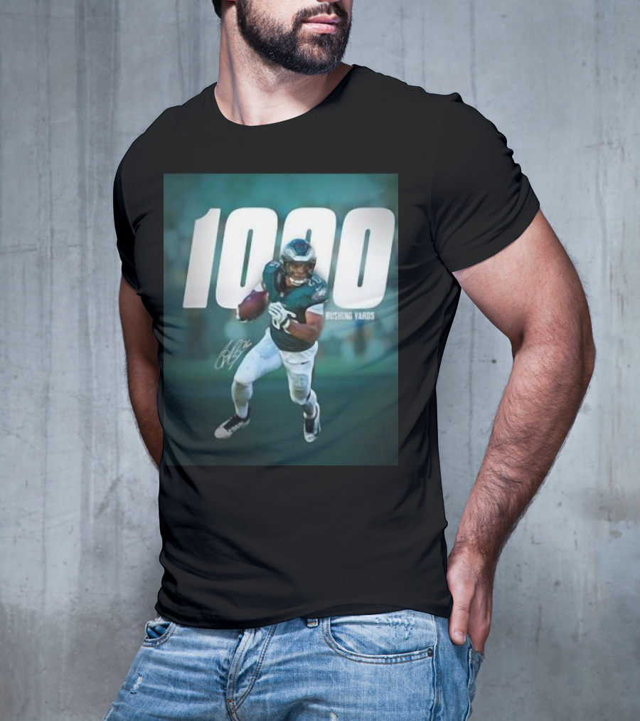 1000 Rushing Yards Football Player Signature T-Shirt