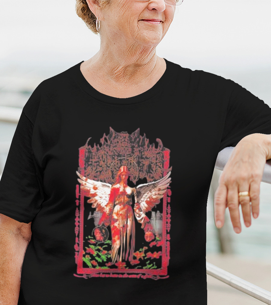 Warfare Angel Reap What This Life Has Sowed Gothic Winged Figure With Floral Accents T-Shirt