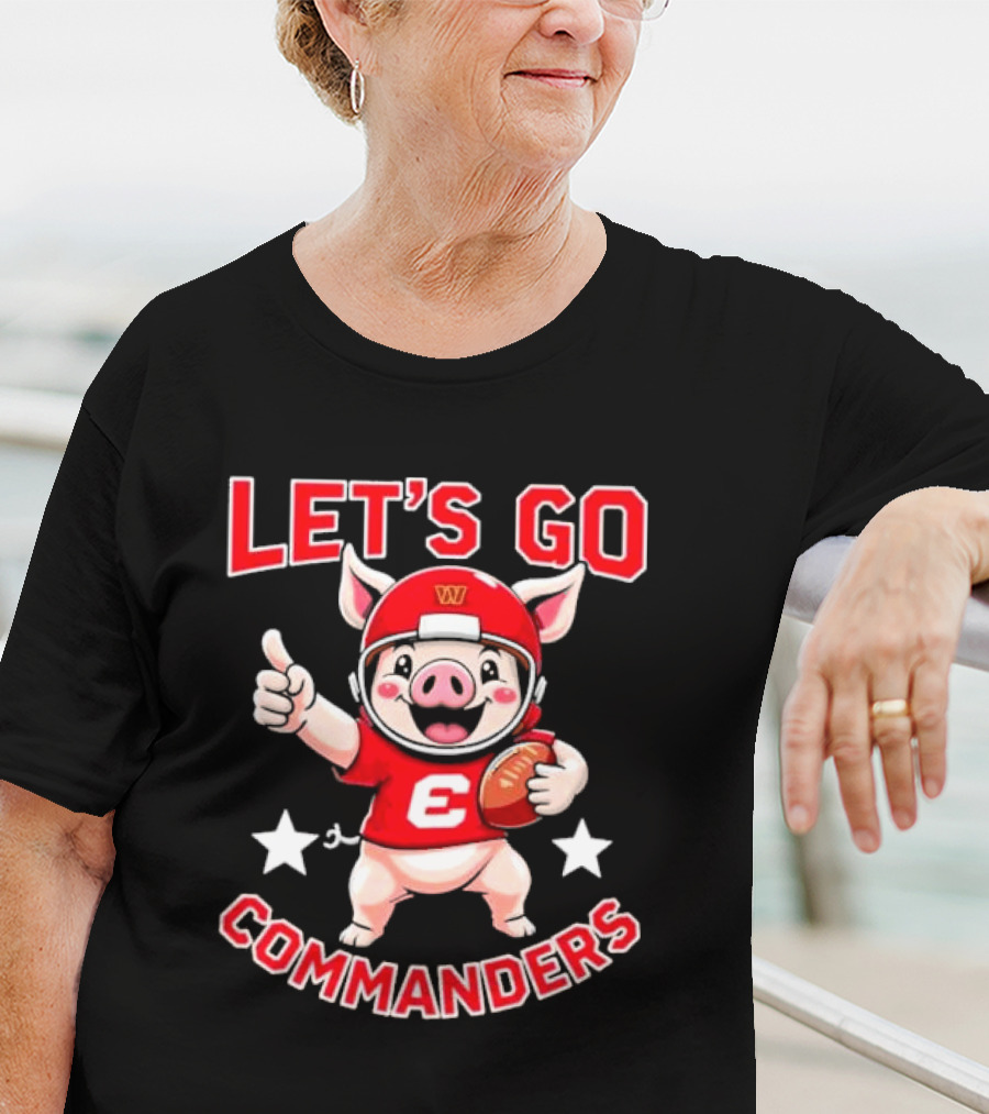 Let's Go Commanders Pig Mascot Thumbs Up Football T-Shirt