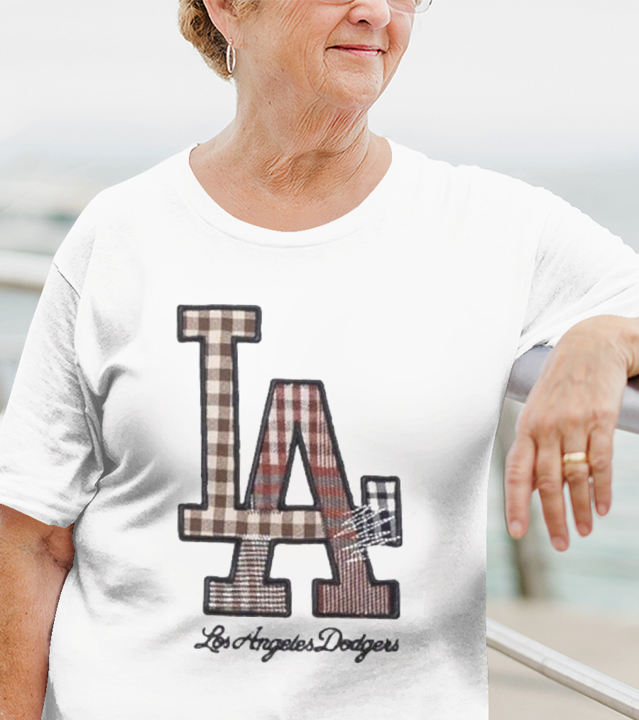 Los Angeles Dodgers Preppy Plaid LA T-Shirt