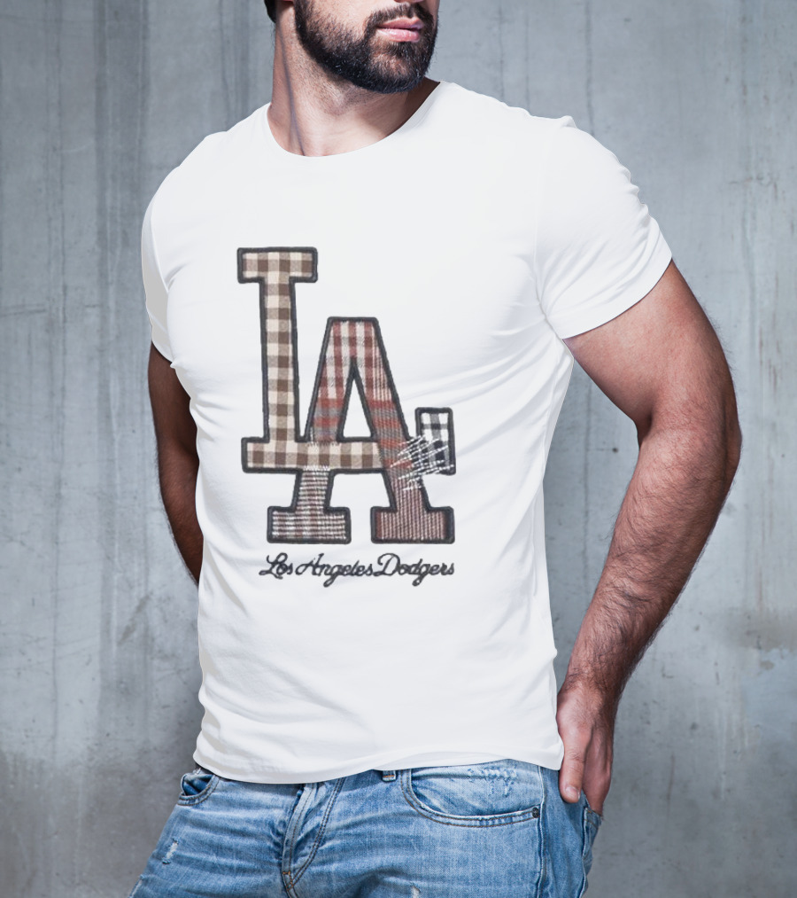 Los Angeles Dodgers Preppy Plaid LA T-Shirt