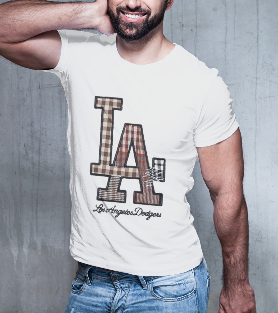 Los Angeles Dodgers Preppy Plaid LA T-Shirt