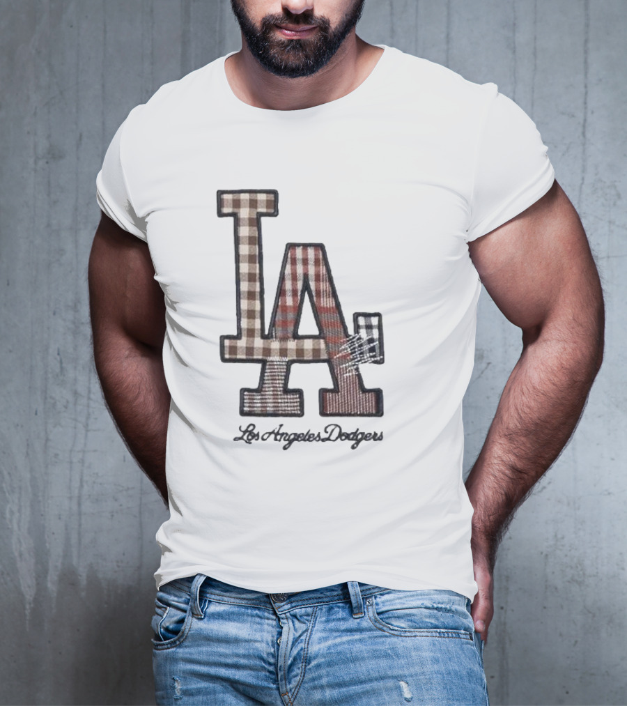 Los Angeles Dodgers Preppy Plaid LA T-Shirt