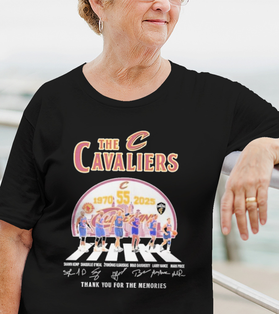 The Cavaliers 55 Years 1970-2025 Shawn Kemp Shaquille O'Neal Zydrunas Ilgauskas Brad Daugherty Larry Nance Mark Price Thank You For The Memories T-Shirt