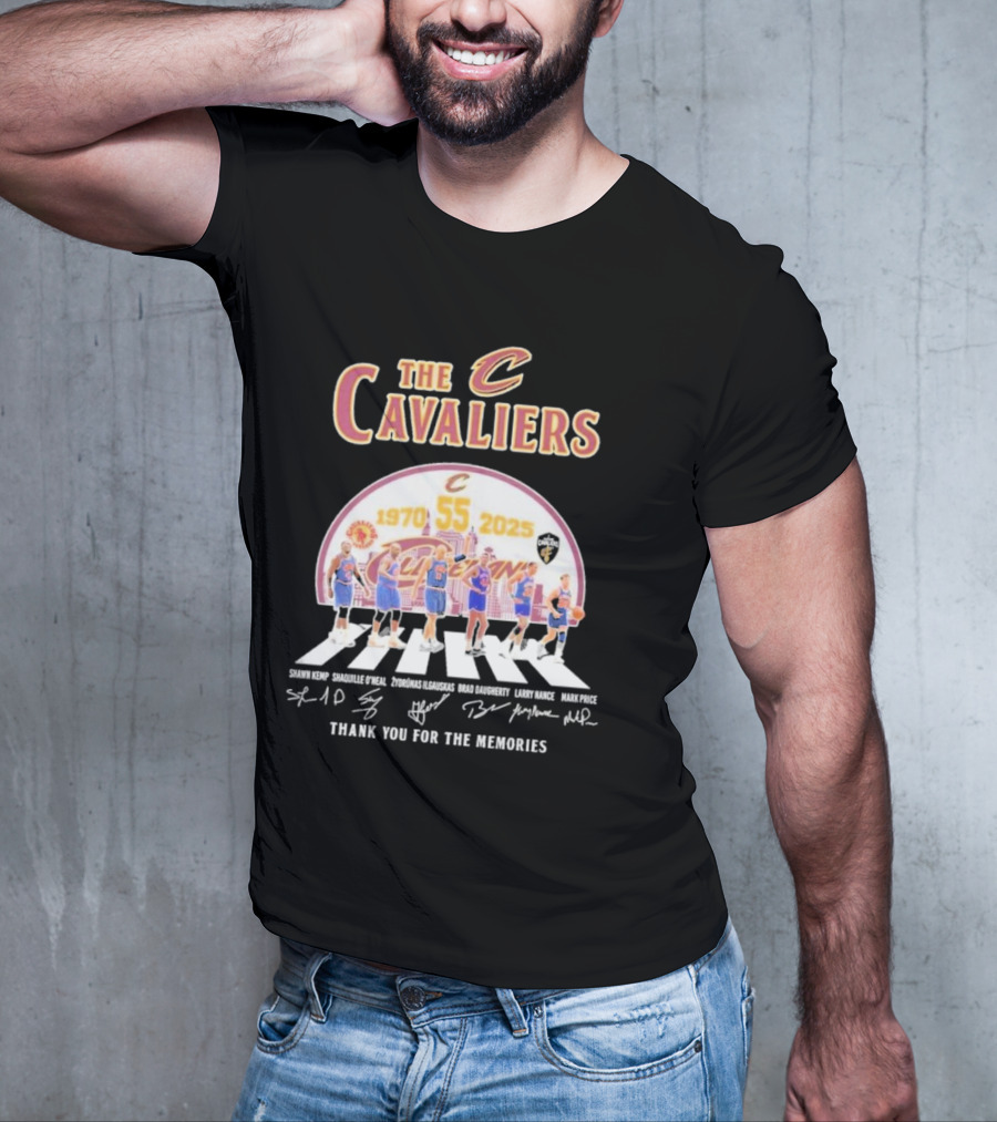 The Cavaliers 55 Years 1970-2025 Shawn Kemp Shaquille O'Neal Zydrunas Ilgauskas Brad Daugherty Larry Nance Mark Price Thank You For The Memories T-Shirt