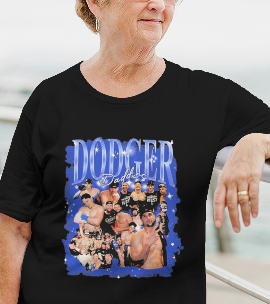 Dodger Daddies Starry Blue Team Icons Compilation T-Shirt