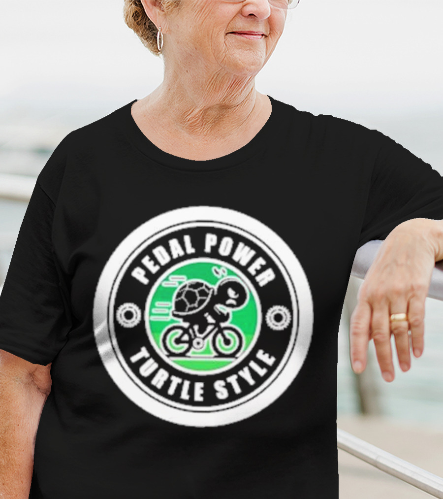 Pedal Power Turtle Style Bike Riding Speed Badge T-Shirt