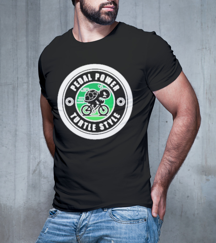 Pedal Power Turtle Style Bike Riding Speed Badge T-Shirt