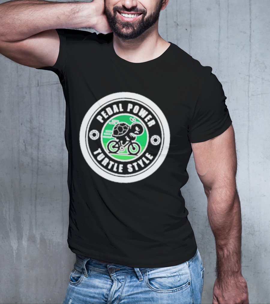Pedal Power Turtle Style Bike Riding Speed Badge T-Shirt