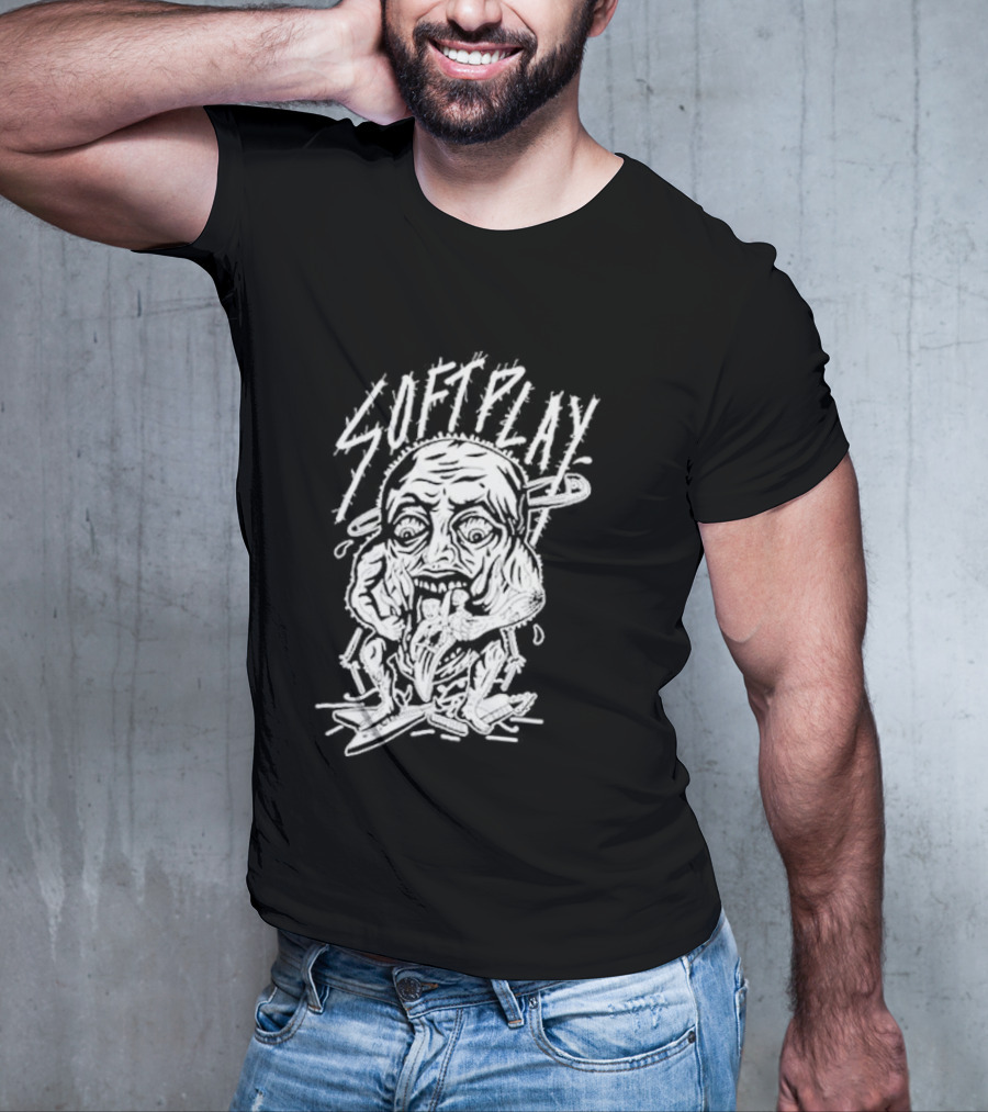 Soft Play Punk Monster Face Eating Muscly Figure T-Shirt