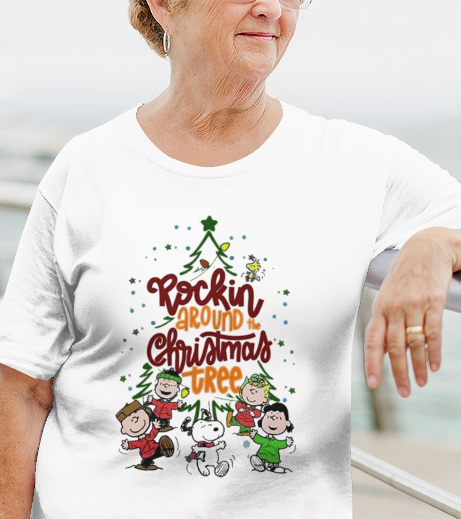 Snoopy Rockin Around The Christmas Tree Merry Christmas T-Shirt