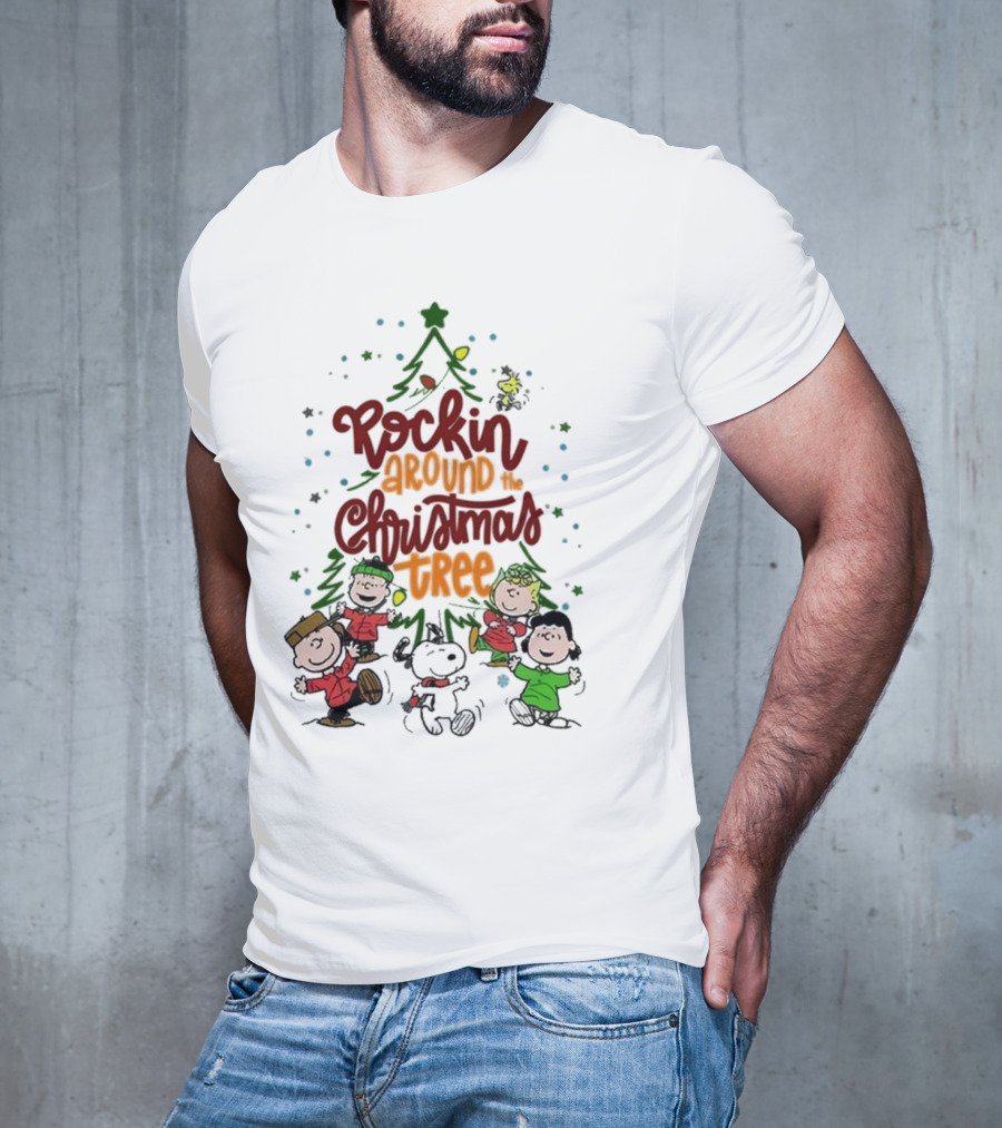 Snoopy Rockin Around The Christmas Tree Merry Christmas T-Shirt
