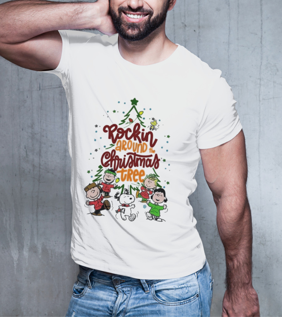 Snoopy Rockin Around The Christmas Tree Merry Christmas T-Shirt