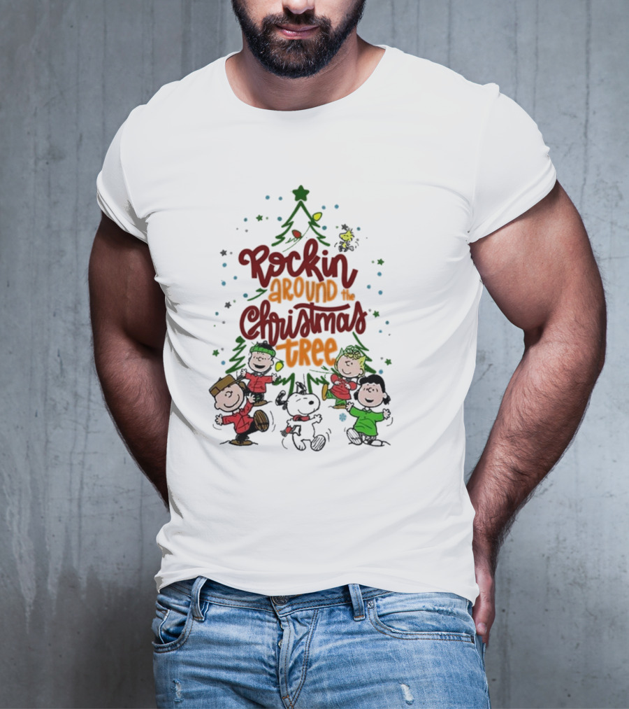 Snoopy Rockin Around The Christmas Tree Merry Christmas T-Shirt
