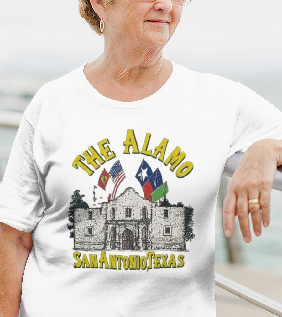 The Alamo San Antonio Texas Flags Historic Landmark Image T-Shirt