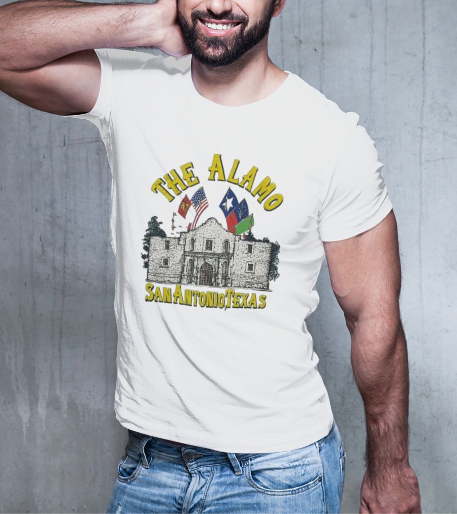 The Alamo San Antonio Texas Flags Historic Landmark Image T-Shirt