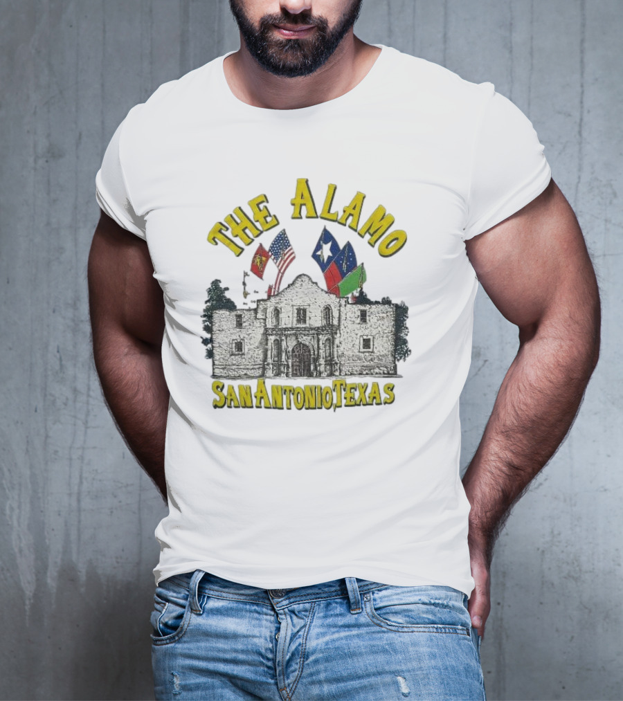 The Alamo San Antonio Texas Flags Historic Landmark Image T-Shirt